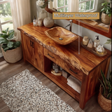 Eldorin Live Edge Solid Wood Freestanding Bathroom Vanity with Cabinet - Timberustic Freestanding Bathroom Vanity with Cabinet