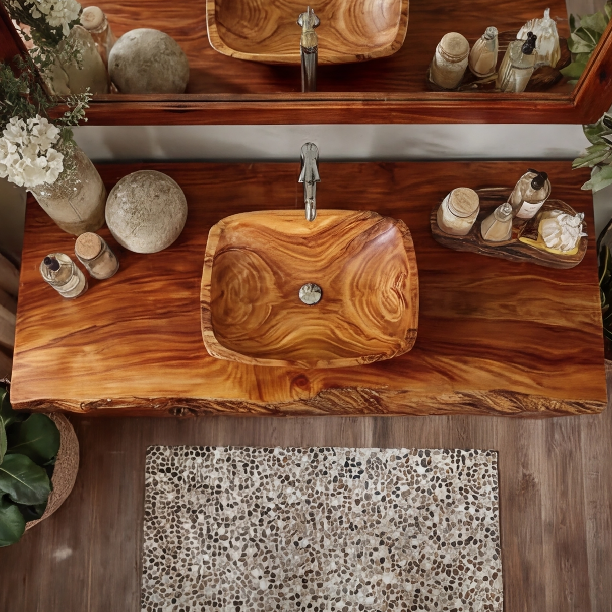 Eldorin Live Edge Solid Wood Freestanding Bathroom Vanity with Cabinet - Timberustic Freestanding Bathroom Vanity with Cabinet