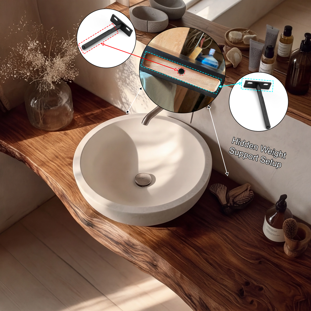 Eldorin Live Edge Solid Wood Floating Bathroom Vanity SPA349624 - Timberustic Floating Bathroom Vanity