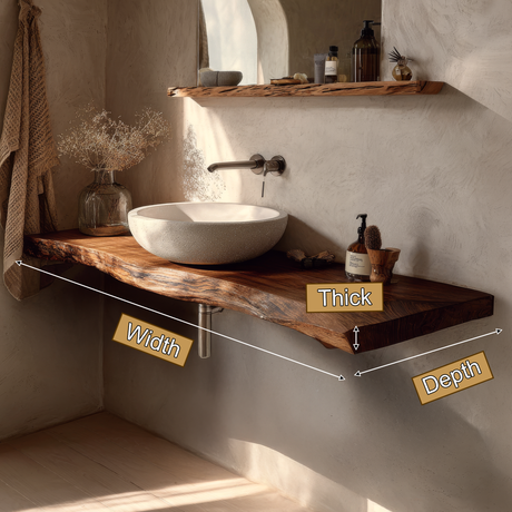 Eldorin Live Edge Solid Wood Floating Bathroom Vanity SPA349624 - Timberustic Floating Bathroom Vanity