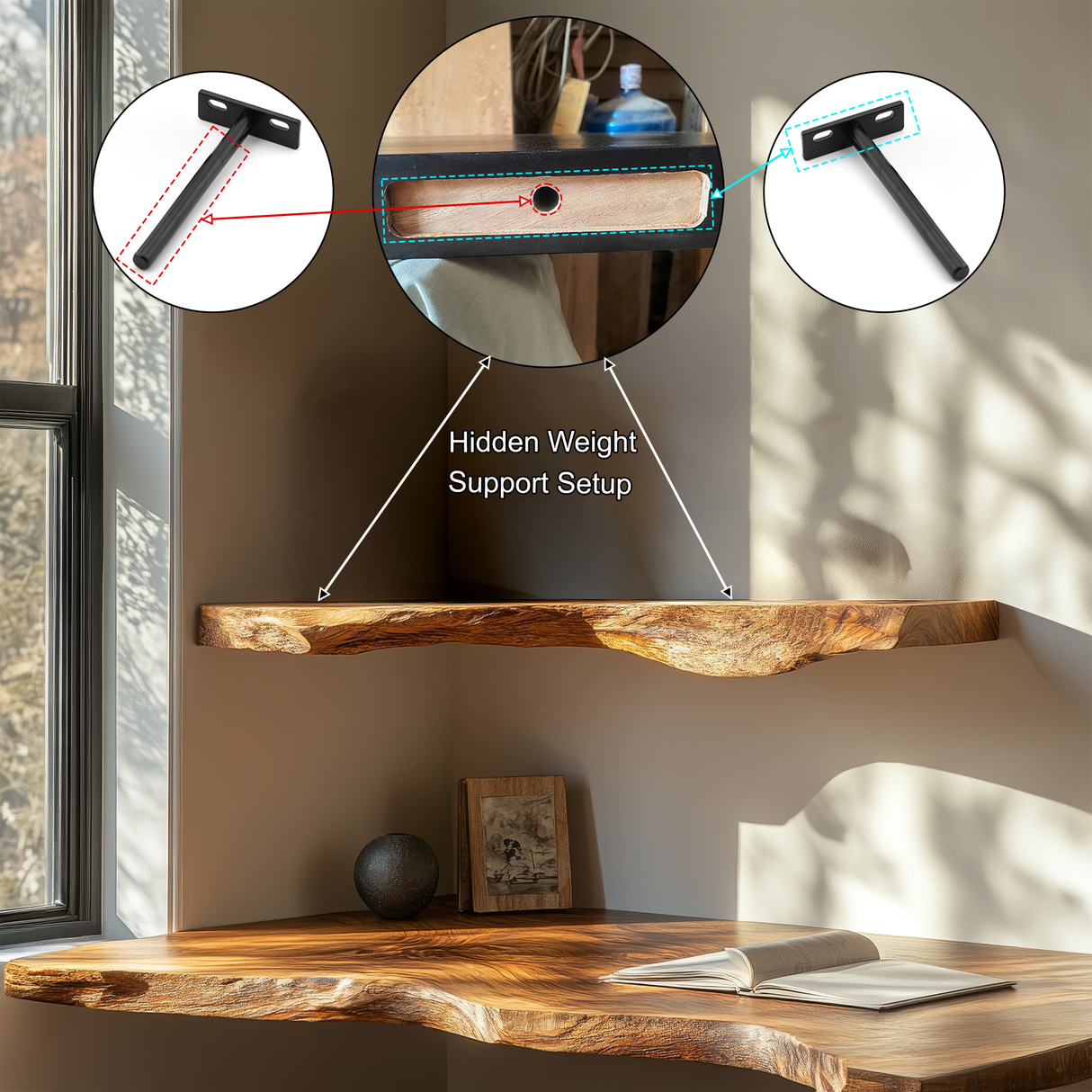 Eldorin Live Edge Solid Wood Floating Shelf SPA852820 - Timberustic Floating Shelf