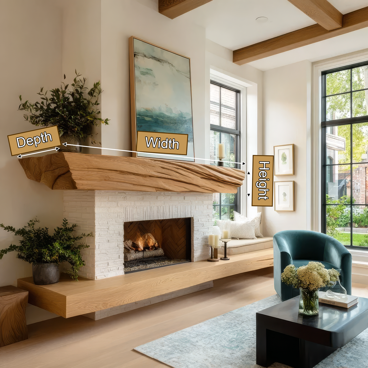 Eldorin Sculpted Fireplace Mantel Shelf - Timberustic Fireplace Mantel Shelf