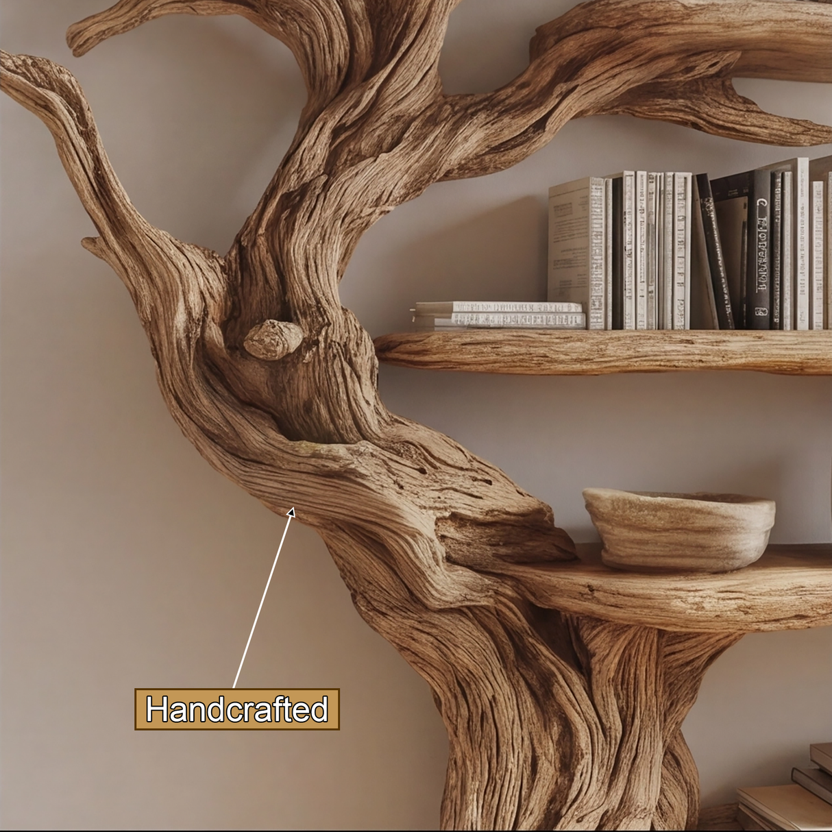Eldorwyn Sculpted Solid Wood Tree Bookshelf - Timberustic Tree Bookshelf