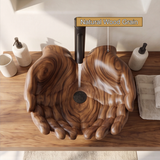 Eldovar Handcrafted Solid Wood Hands-Shaped Vessel Sink