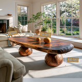 Eldovra Sculpted Solid Wood Coffee Table - TimbeRustic Coffee Table