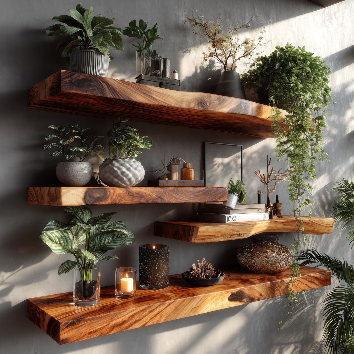 Eldran Live Edge Solid Wood Floating Shelf - Timberustic Floating Shelf