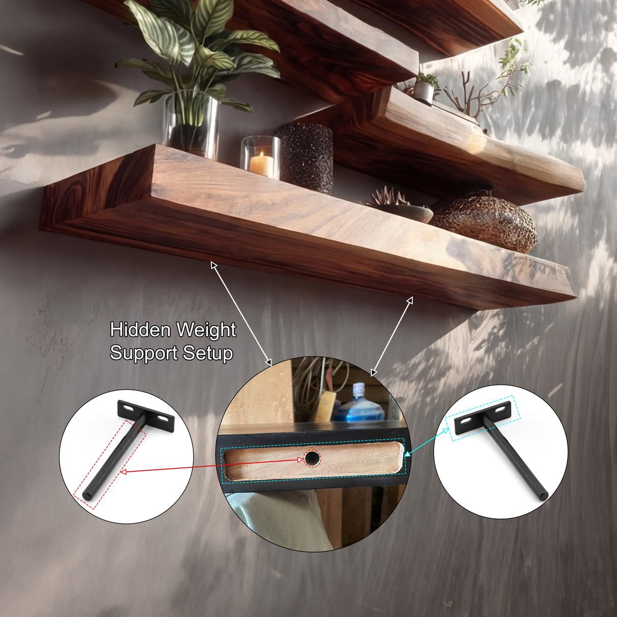 Eldran Live Edge Solid Wood Floating Shelf - Timberustic Floating Shelf