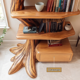 Eldrasyl Handcrafted Sculpted Solid Wood Tree Bookshelf with Drawers SPA235732