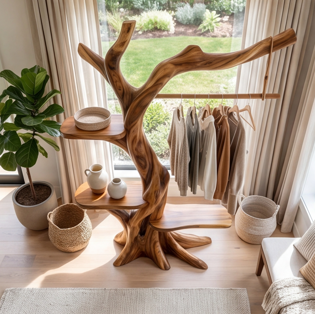 Eldrath Handcrafted Solid Wood Entryway Organizer - Timberustic Entryway Organizer