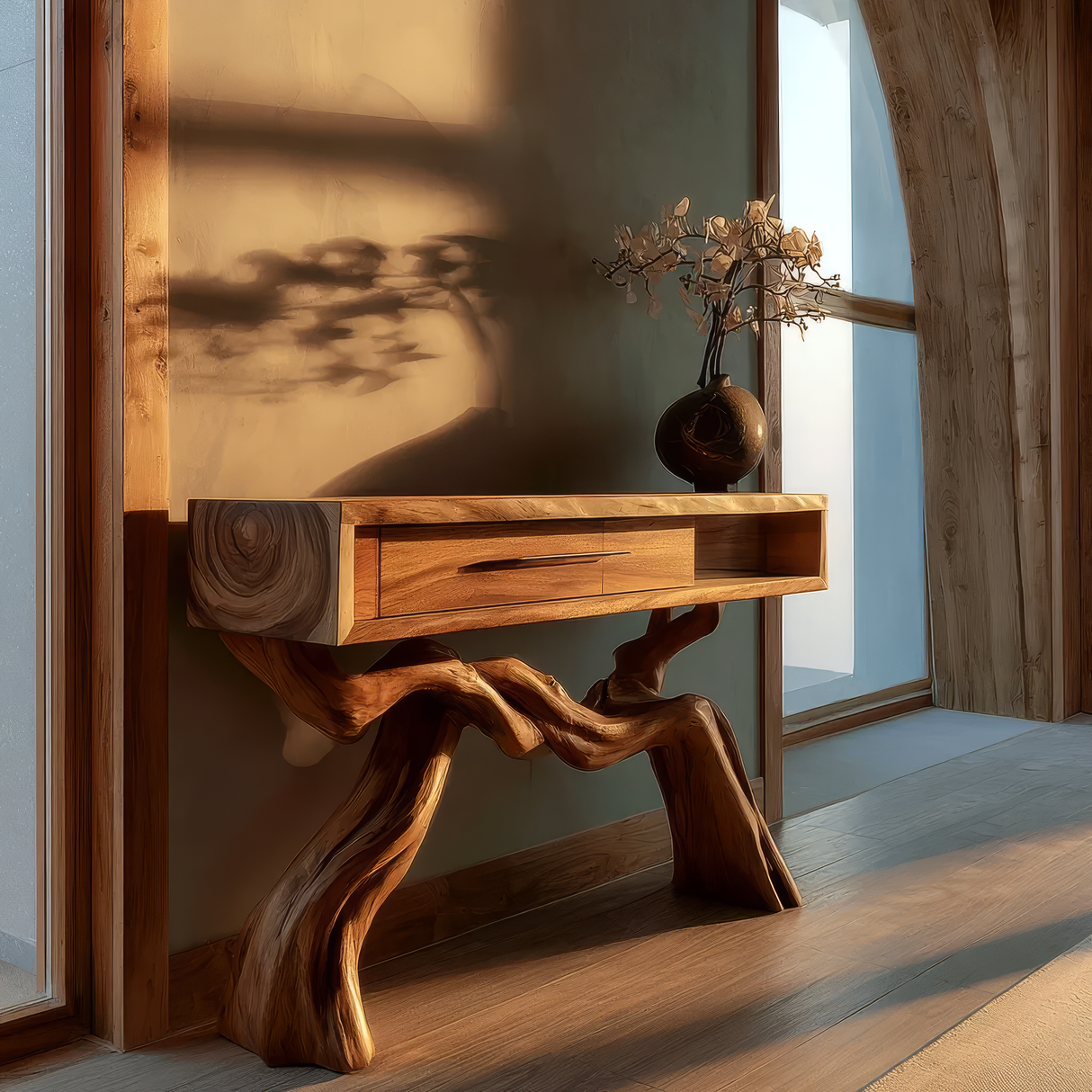 Eldrathen Sculpted Solid Wood Console Table SPA936875