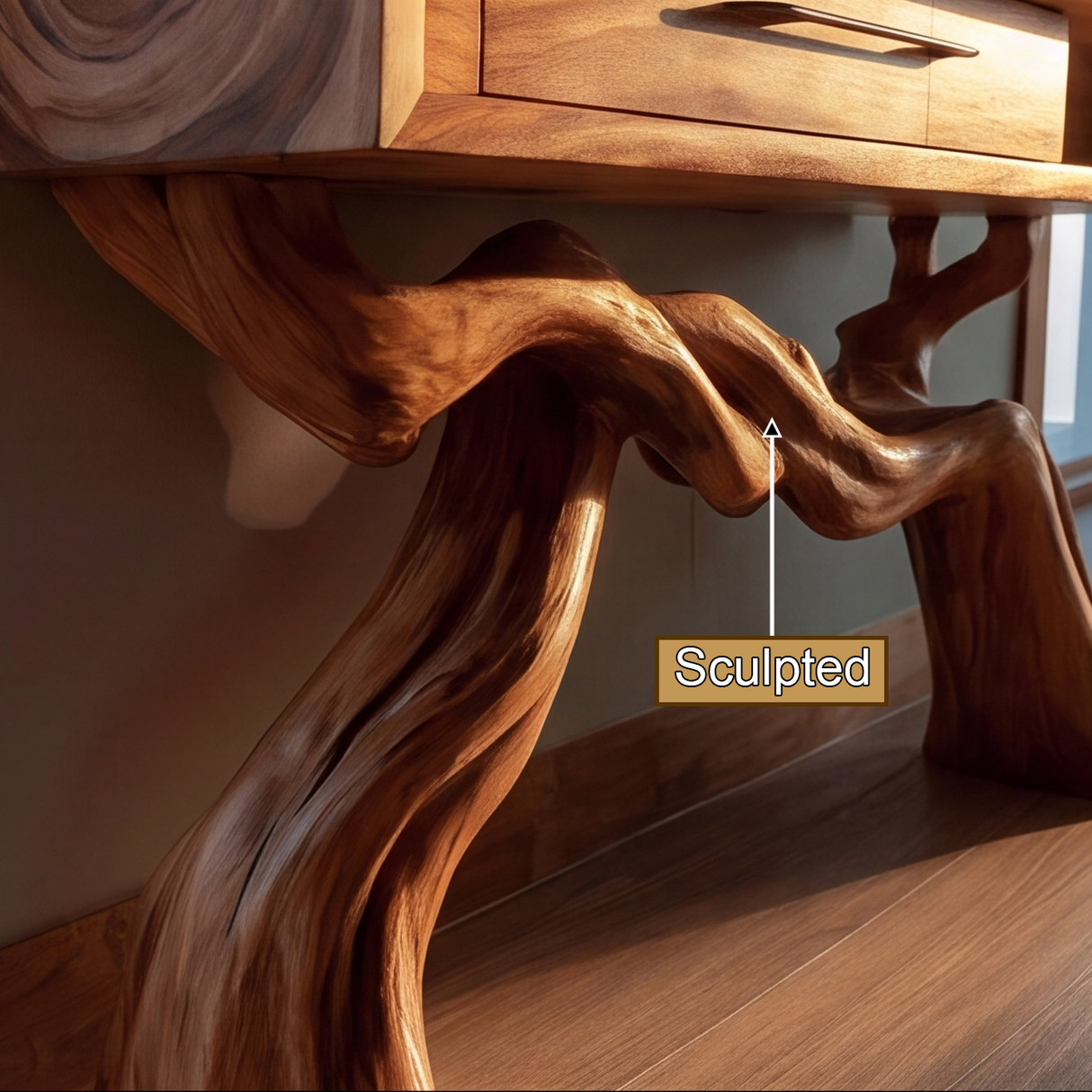 Eldrathen Sculpted Solid Wood Console Table SPA936875