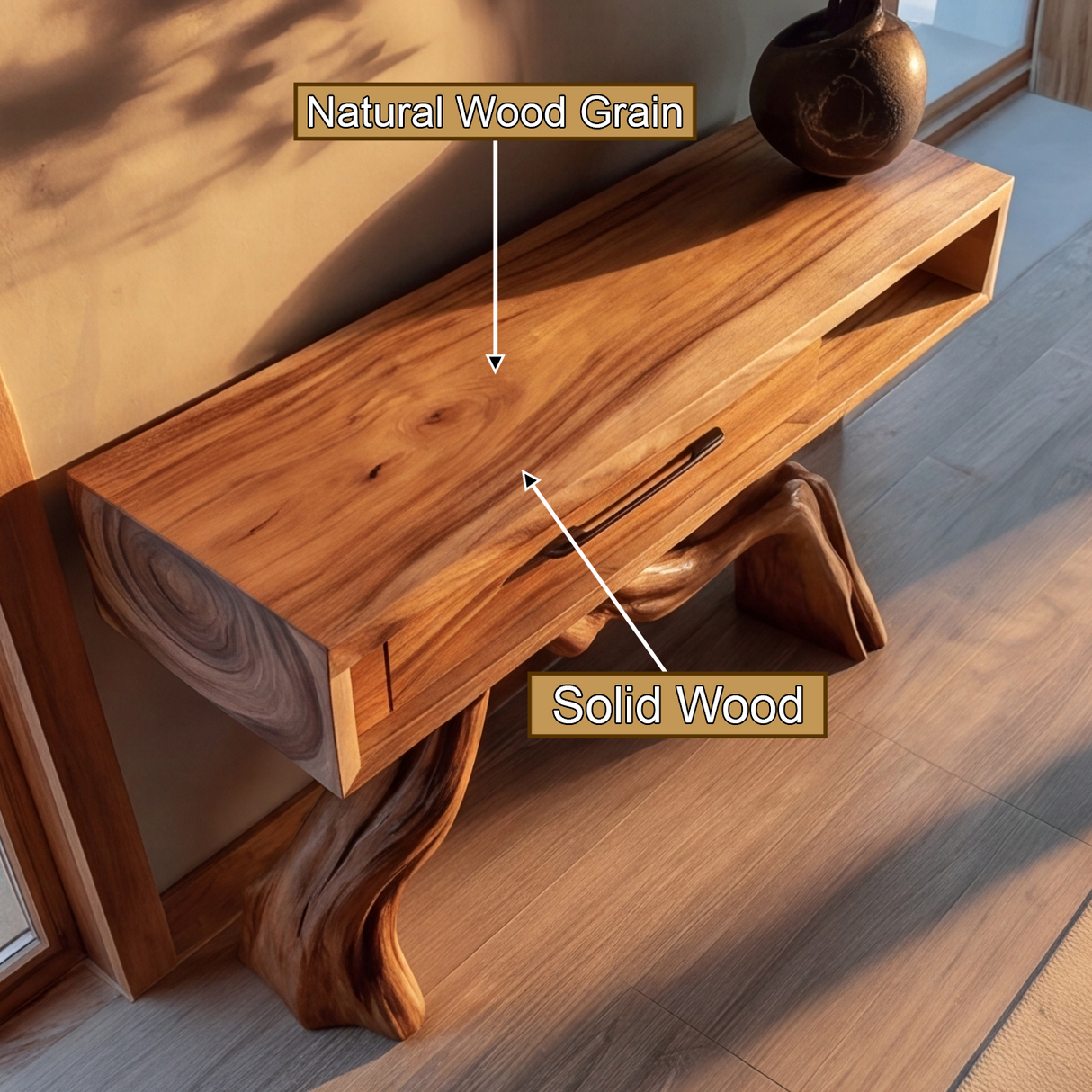 Eldrathen Sculpted Solid Wood Console Table SPA936875