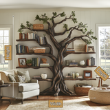 Eldrathen Sculpted Solid Wood Tree Bookshelf - Timberustic Tree Bookshelf