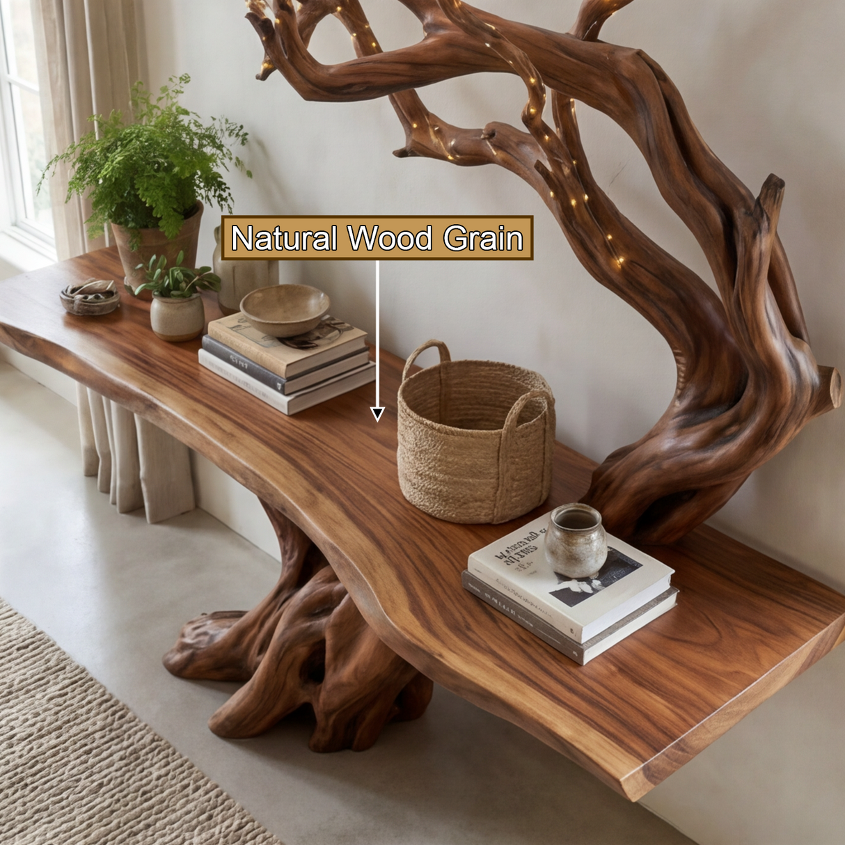 Eldravane Sculpted Solid Wood Console Table