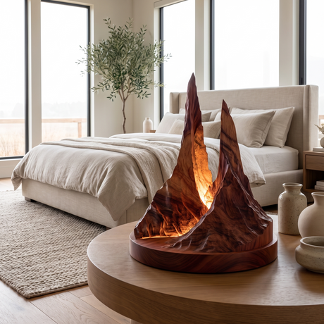 Eldravar Sculpted Mountain Table Lamp Mahogany - Timberustic Table Lamp
