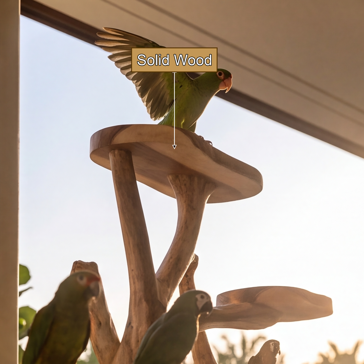 Eldraven Handcrafted Tree Branch Parrot Stand SPA938246 - Timberustic Tree Branch Parrot Stand