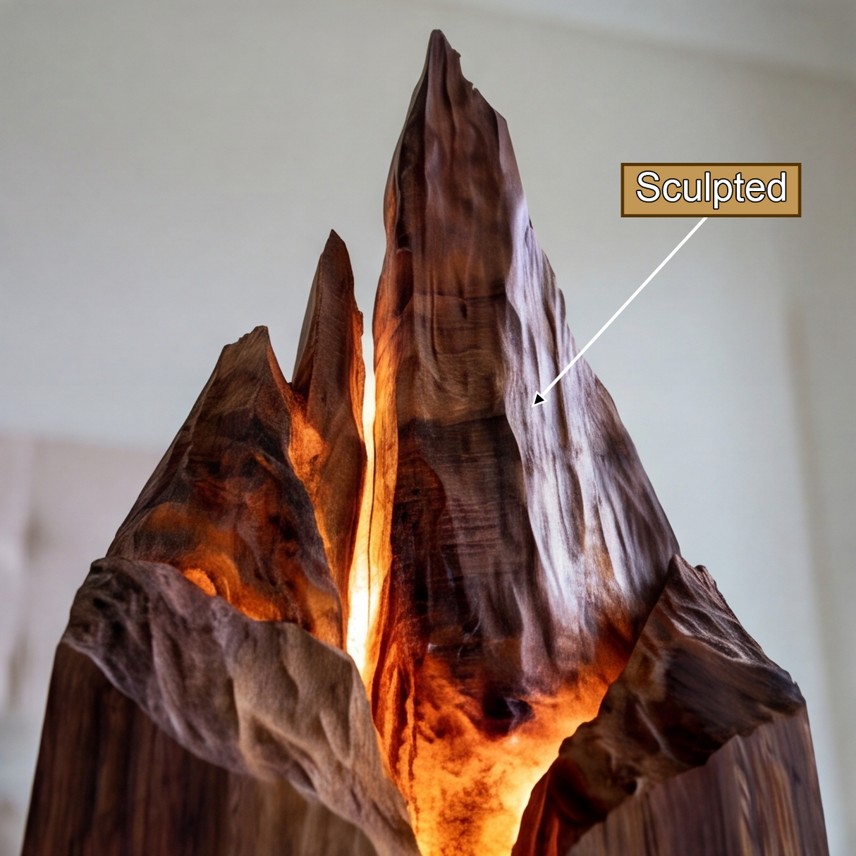 Eldraven Sculpted Solid Wood Mountain Table Lamp - Timberustic Table Lamp