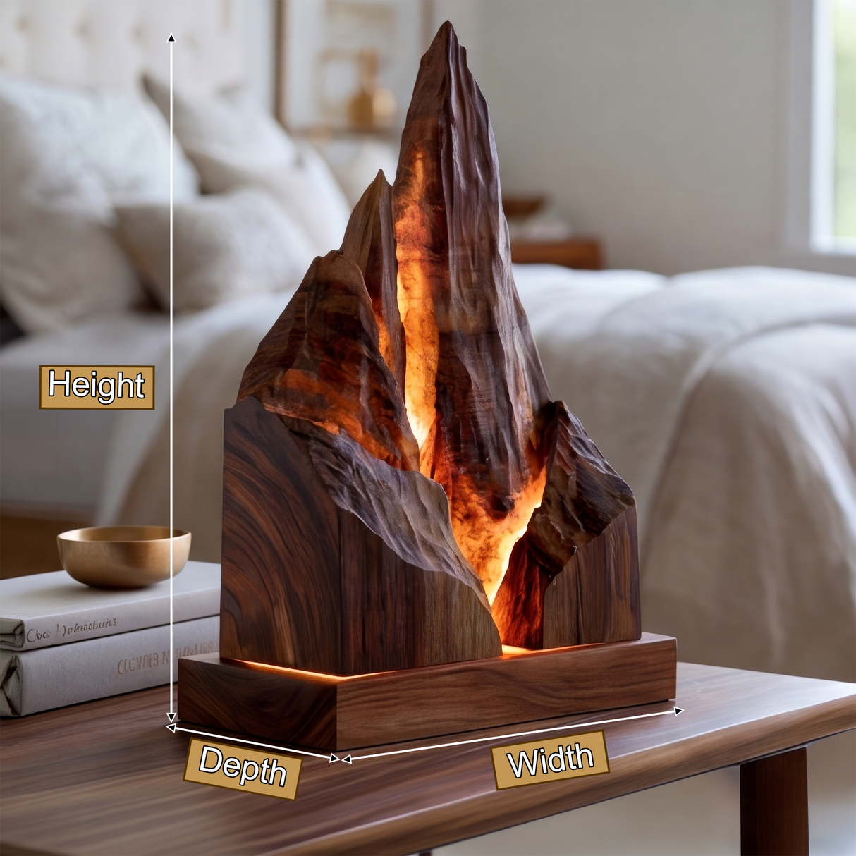 Eldraven Sculpted Solid Wood Mountain Table Lamp - Timberustic Table Lamp