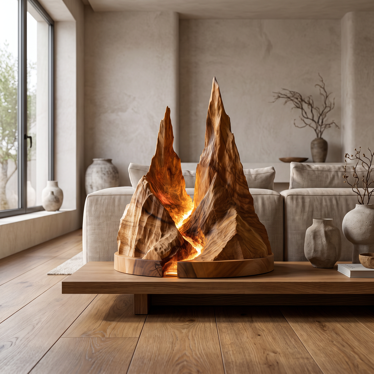 Eldravyn Sculpted Mountain Table Lamp Brown - Timberustic Table Lamp
