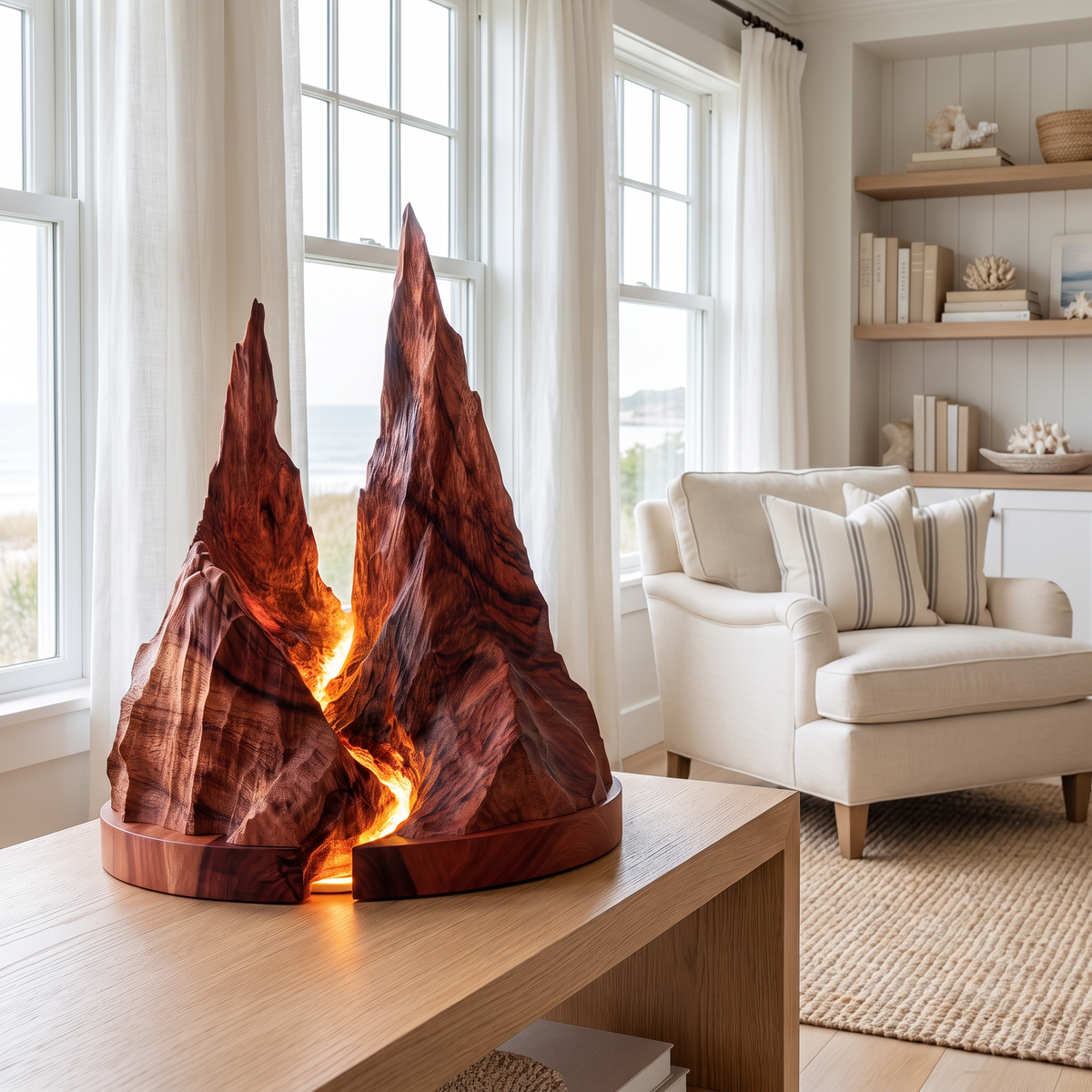 Eldravyn Sculpted Mountain Table Lamp Mahogany - Timberustic Table Lamp