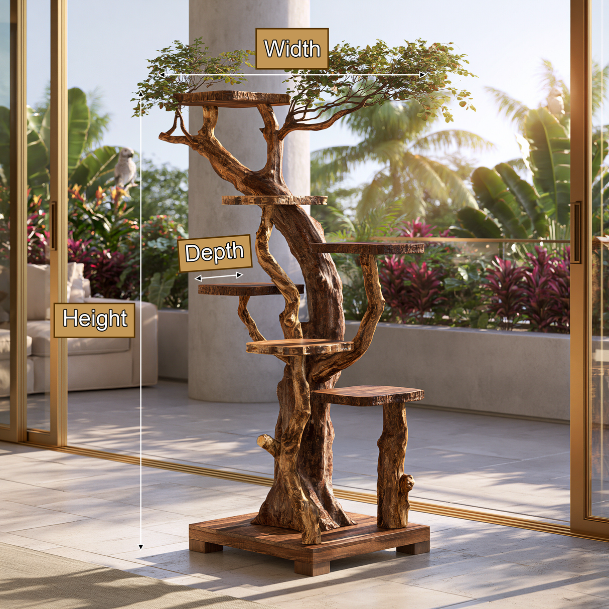 Eldrith Handcrafted Tree Branch Parrot Stand SPA215402 - Timberustic Tree Branch Parrot Stand