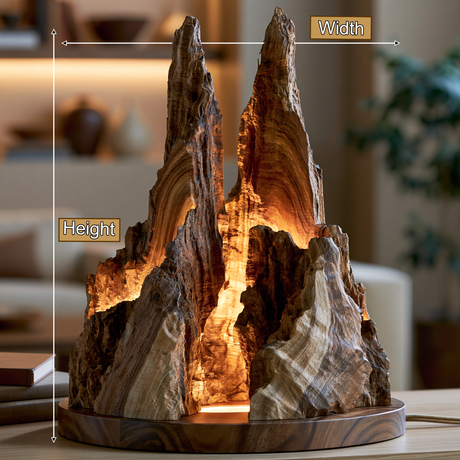 Eldrith Sculpted Solid Wood Mountain Table Lamp - Timberustic Table Lamp