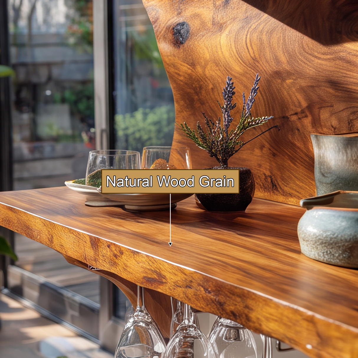 Eldrosen Live Edge Handcrafted Floating Wine Shelf SPA561894 - Timberustic Floating Wine Shelf