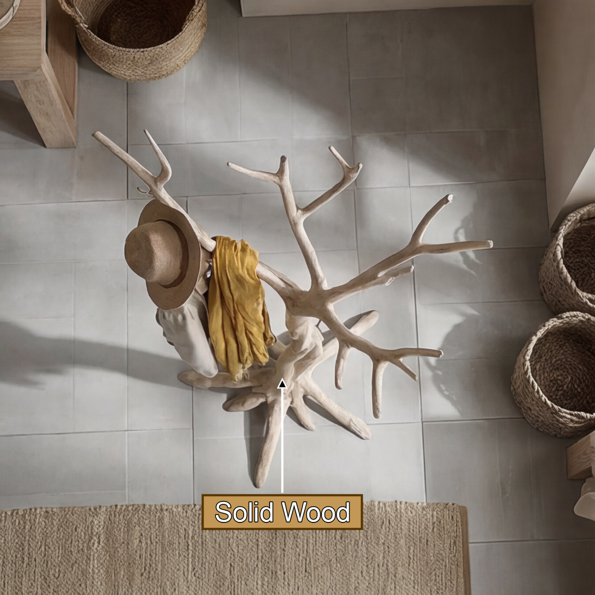 Eldrune Sculpted Solid Wood Tree Coat Rack - Timberustic Tree Coat Rack