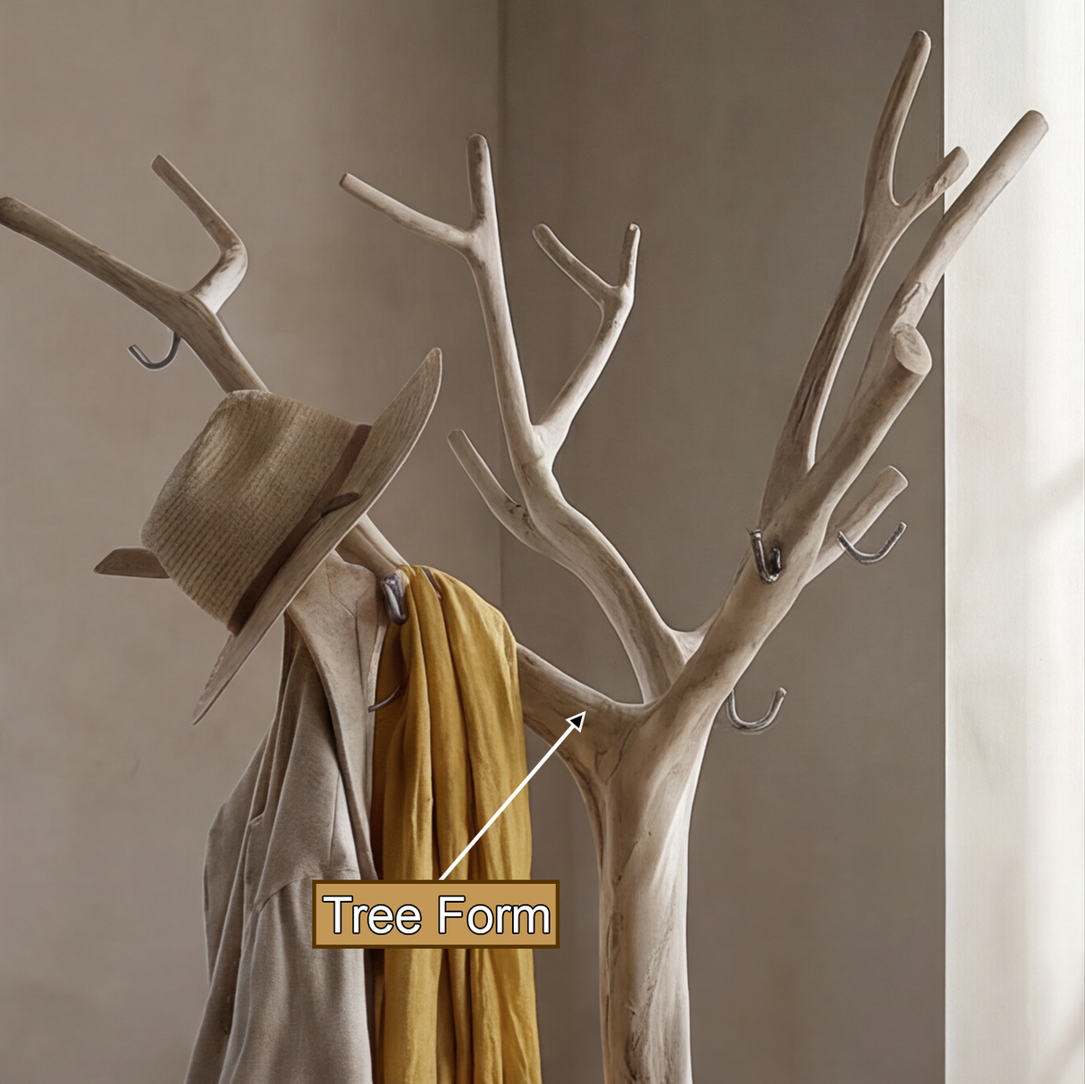 Eldrune Sculpted Solid Wood Tree Coat Rack - Timberustic Tree Coat Rack