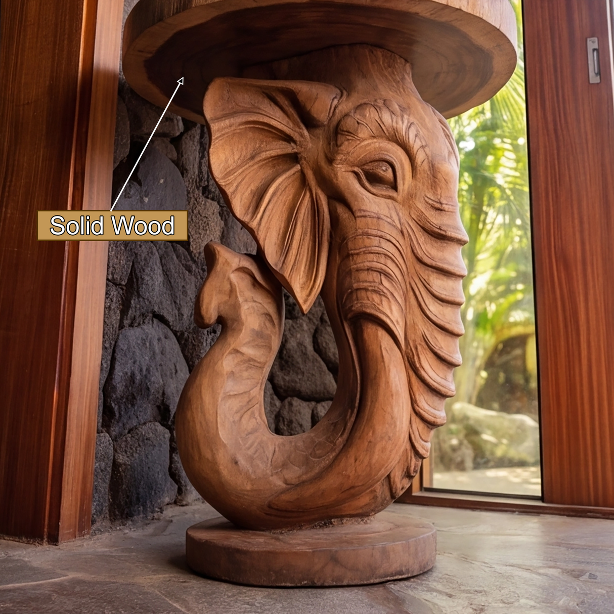 Elevara Sculpted Solid Wood Pedestal Stand - Timberustic Pedestal Stand