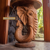 Elevara Sculpted Solid Wood Pedestal Stand - Timberustic Pedestal Stand