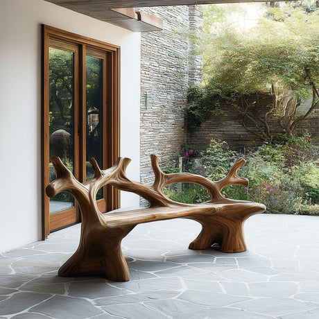 Elmwave Handcrafted Live Edge Outdoor Bench - Timberustic Bench