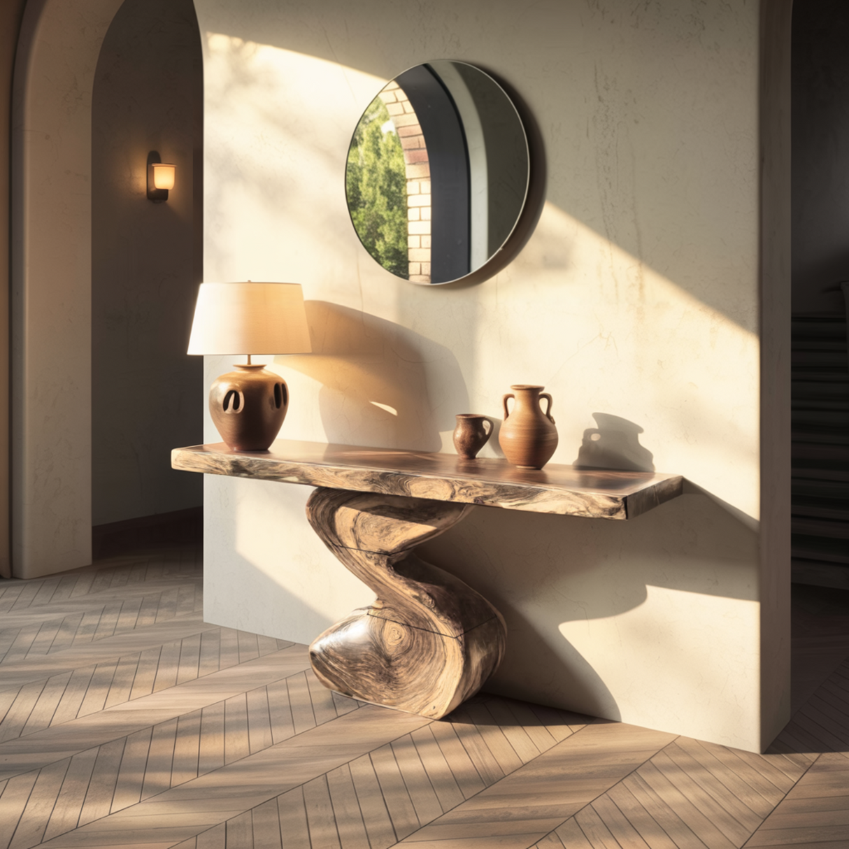 Elora Curve Solid Wood Console Table