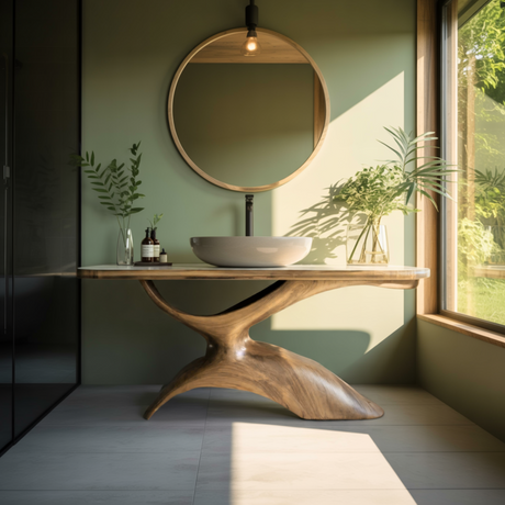 Elora Rise Sculptural Wood Bathroom Vanity