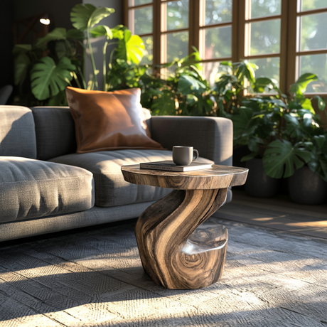 Elora Twist Solid Wood Side Table