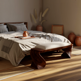 Elora Wave Sculptural Wood Bed Bench - Timberustic Bed Bench