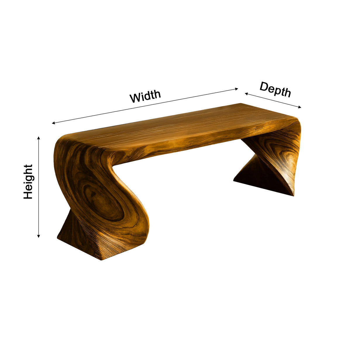 Elora Wave Sculptural Wood Bed Bench - Timberustic Bed Bench