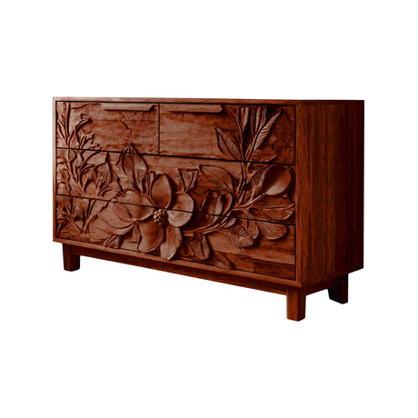 Elowen Botanical Hand-Carved Solid Wood Sideboard Cabinet