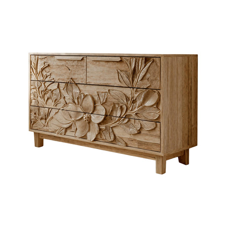 Elowen Botanical Hand-Carved Solid Wood Sideboard Cabinet