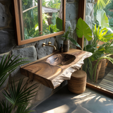 Elowen Live-Edge Wood Floating Bathroom Vanity