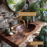 Elowen Live-Edge Wood Floating Bathroom Vanity with Integrated Sink - Timberustic Floating Bathroom Vanity with Integrated Sink