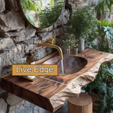 Elowen Live-Edge Wood Floating Bathroom Vanity with Integrated Sink