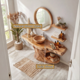 Elowen Live Edge Solid Wood Bathroom Vanity with Shelves - Timberustic Freestanding Bathroom Vanity with Shelves
