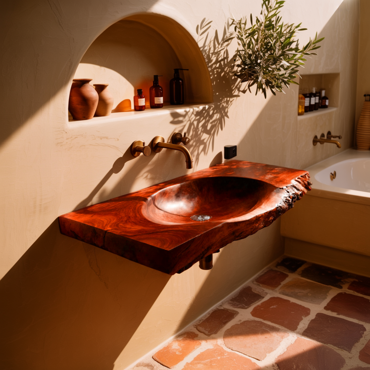 Elowen Live Edge Solid Wood Floating Bathroom Vanity