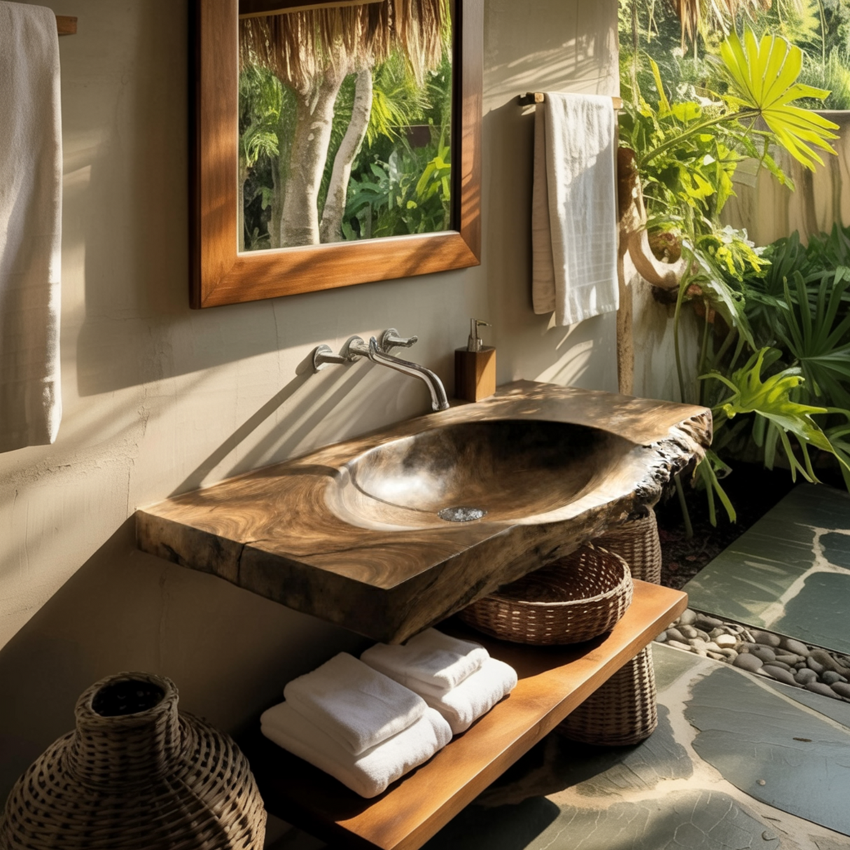 Elowen Live Edge Solid Wood Floating Bathroom Vanity