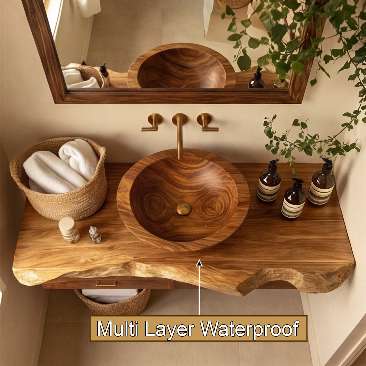 Elowen Live Edge Solid Wood Floating Bathroom Vanity with Drawers - Timberustic Floating Bathroom Vanity With Drawers