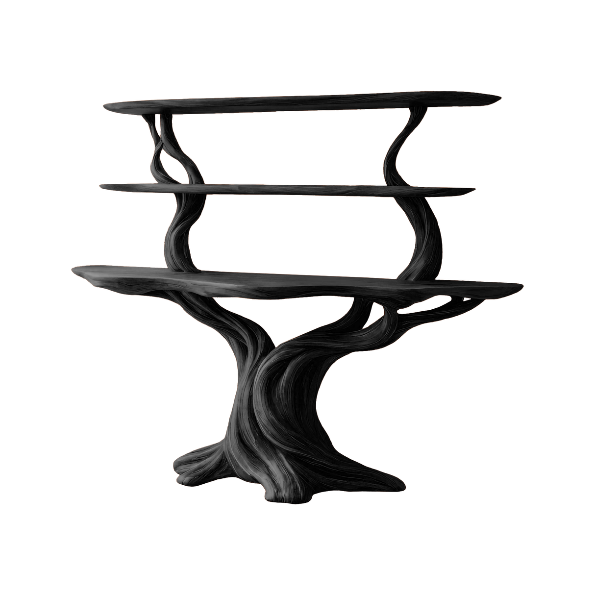 Elowen Sculpted Solid Wood Console Table with Shelves Black - Timberustic Console Table with Shelves