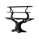 Elowen Sculpted Solid Wood Console Table with Shelves Black - Timberustic Console Table with Shelves