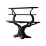 Elowen Sculpted Solid Wood Console Table with Shelves Black - Timberustic Console Table with Shelves