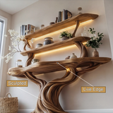 Elowen Sculpted Solid Wood Console Table with Shelves - Timberustic Console Table with Shelves